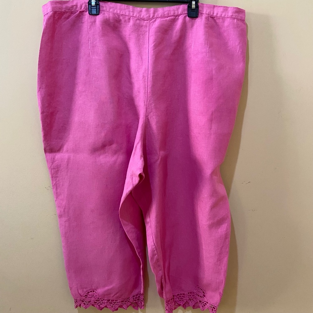 100% Linen Size 26W PINK (Barbie) pants: Uniform by John Paul Richard